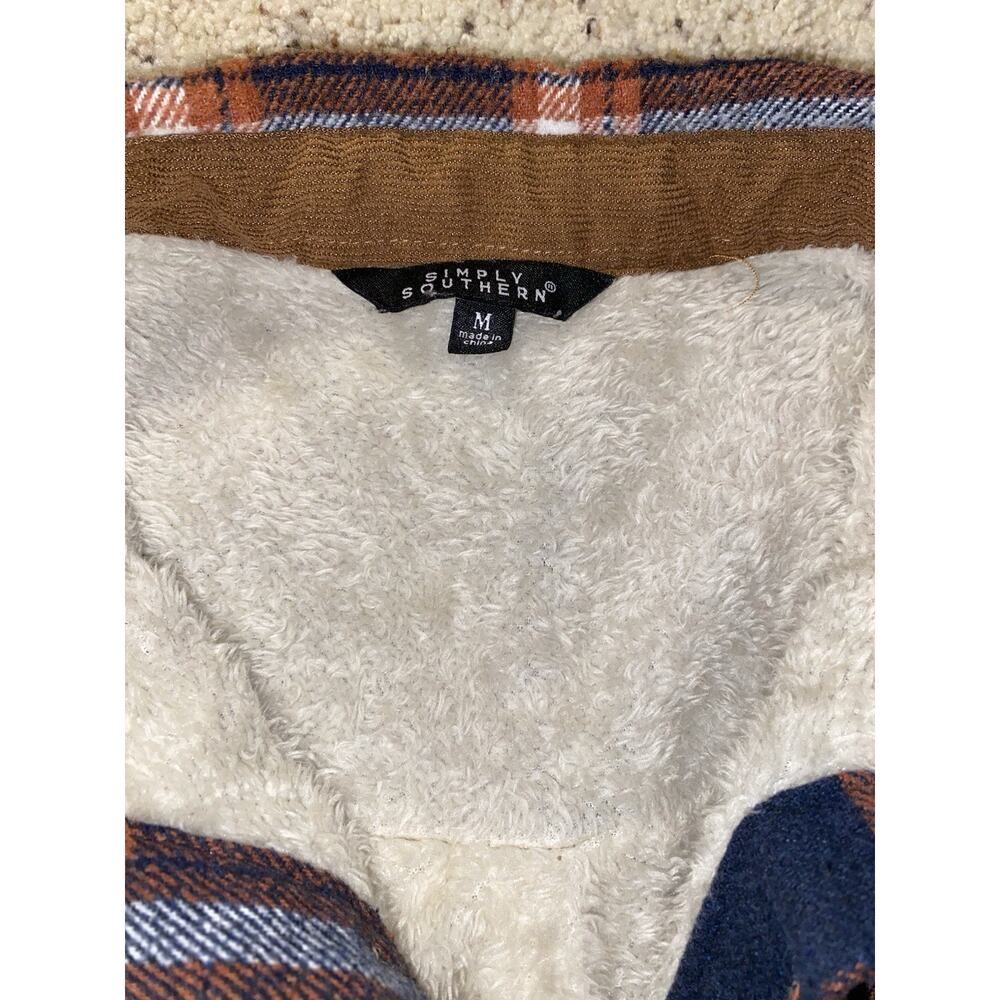 Simply Southern Womens Medium Sherpa Lined Flannel Shirt Jacket Shacket - Picture 4 of 12